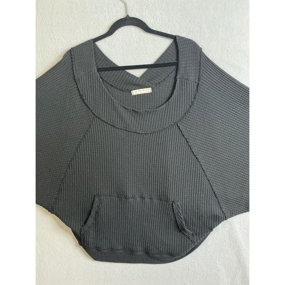 We The Free Top Women's Large Waffle‎ Knit Pullover Top Dolman Sleeve Pocket